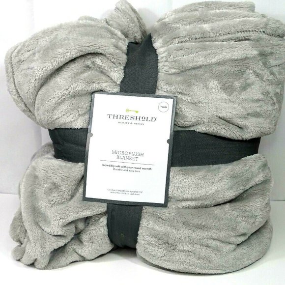 Threshold Bedding Threshold Microplush Blanket Twin Gray Poshmark